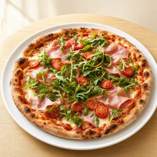 Rucola, Schinken, Rucola, Mozzarella, frische Tomaten - Bella Casa Datteln