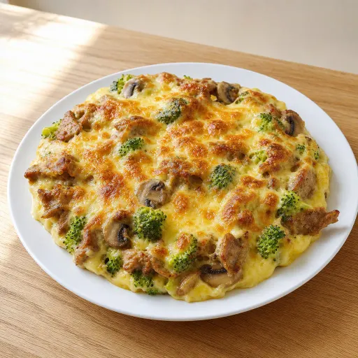 Champignonpfanne Spezial, mit Champignons, Broccoli, Dönerfleisch, Sauce Hollandaise und Käse überbacken - Bella Casa Datteln