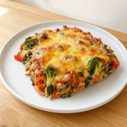 Mein neues Ich Ocean (Low Carb), mit Thunfisch, Spinat, Champignons, Broccoli, Knoblauch, Paprika, Zwiebeln, Tomatensauce, Käse überbacken - Bella Casa Datteln