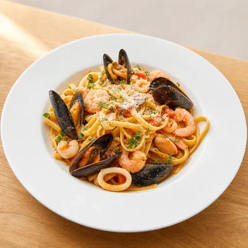 Frutti di Mare, Tomaten-Sahnesauce, Muscheln, Krabben, Meeresfrüchte - Bella Casa Datteln