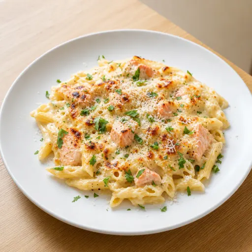 Luigi, mit Sahnesauce, Lachs und Käse überbacken - Bella Casa Datteln