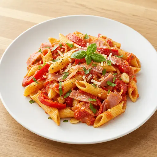Rabiata, mit Tomatensauce, Schinken, Knoblauch, Peperoni - Bella Casa Datteln