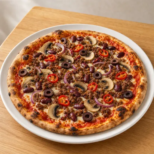 Bolognese Mexicana, Fleischsauce, Champignons, Oliven, Zwiebeln, rote Bohnen, scharfe Peperoni - Bella Casa Datteln