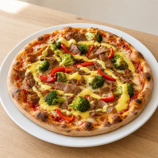 Döner Pizza Hollandaise, Sauce Hollandaise, Dönerfleisch, Broccoli, Paprika - Bella Casa Datteln