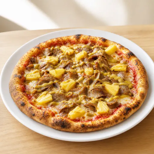 Pizza Asia, Dönerfleisch, Currysauce, Ananas - Bella Casa Datteln