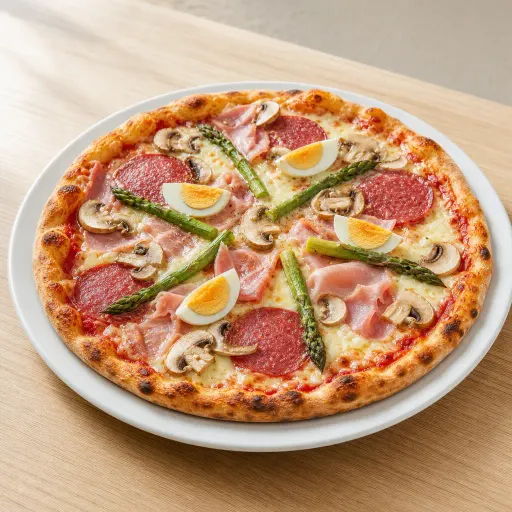 Valentino, Schinken, Ei, Salami, Spargel, Champignons - Bella Casa Datteln
