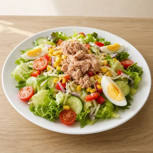 Tonno Spezial, mit Eisbergsalat, Tomaten, Gurken, Mais, Paprika, Zwiebeln, Thunfisch, Ei und Käse - Bella Casa Datteln