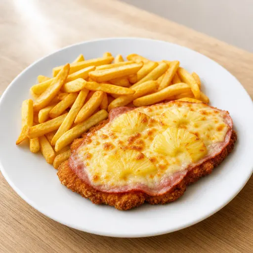 Hawaiischnitzel, mit Schinken, Ananas und Käse überbacken - Bella Casa Datteln