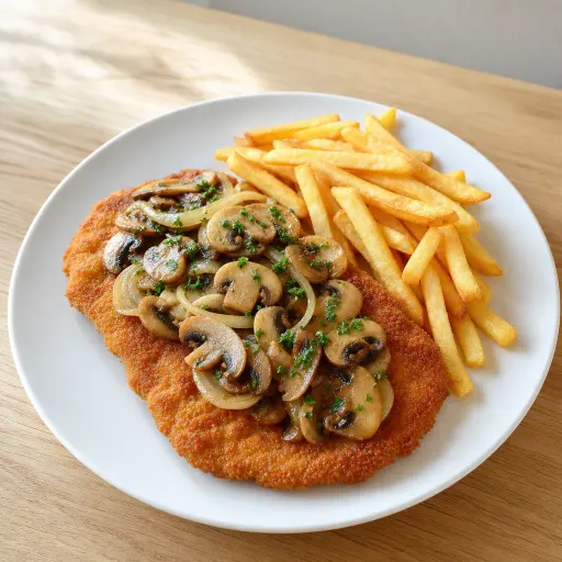 Jägerschnitzel, mit frischen Champignons, Zwiebeln - Bella Casa Datteln