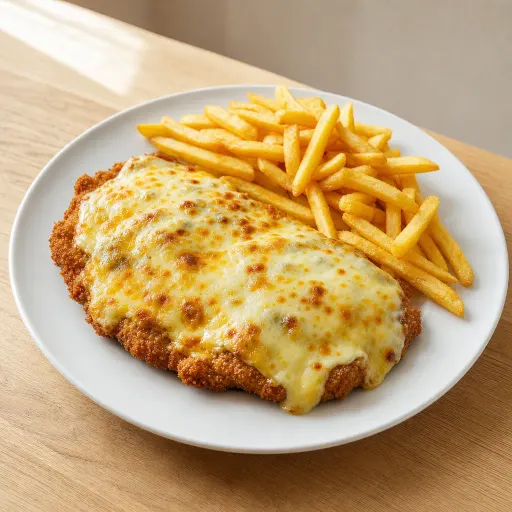 Schnitzel Quattro Formaggi, mit 4 versch. Käsesorten, Curry, überbacken - Bella Casa Datteln